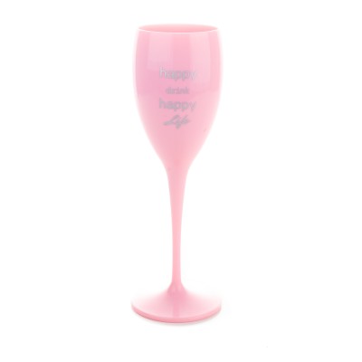 1x Kunststof Champagneglas Roze 17cl Happy Drink