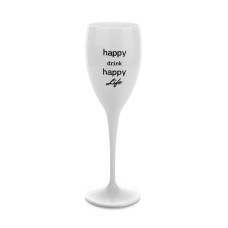 1x Wit Champagneglas 17cl Kunststof Happy Drink Happy Life