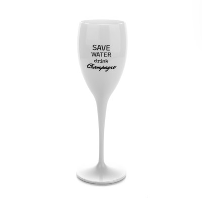 1x Kunststof Champagneglas Wit 17cl Save Water Drink Champagne Onbreekbaar