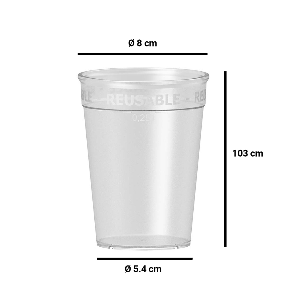 50x Herbruikbare Beker Voor Warme Dranken Koffie Thee Glühwein 0.25 l Ø 8 cm · 10 cm